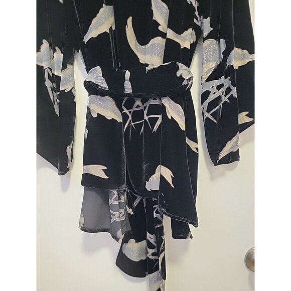 Citron Santa Monica Kimono Jacket Burnout Velvet Koi Fish Black Silk Blend 2X - Picture 10 of 13